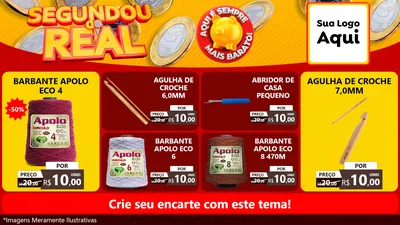 Modelo de TV para TV Horizontal com o tema Segundou do Real para Armarinho e Aviamentos