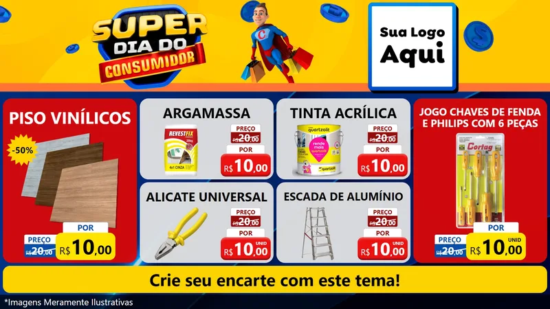 Modelo de TV para TV Horizontal com o tema Super Dia do Consumidor para Material para Construção