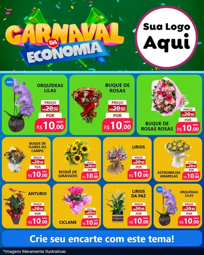 Modelo de Rede Social para Feed Instagram com o tema Carnaval da Economia para Floricultura e jardim