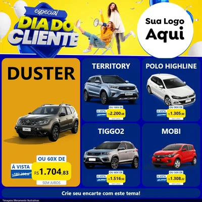 Modelo de Rede Social para Feed Facebook com o tema Especial Dia do Cliente para Concessionaria de Carros