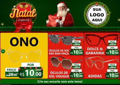 Modelo de Encarte para Encarte A4 Horizontal com o tema Natal Especial para Óticas
