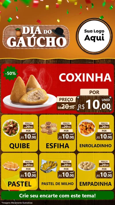 Modelo de Rede Social para Stories com o tema Dia do Gaúcho para Salgadaria