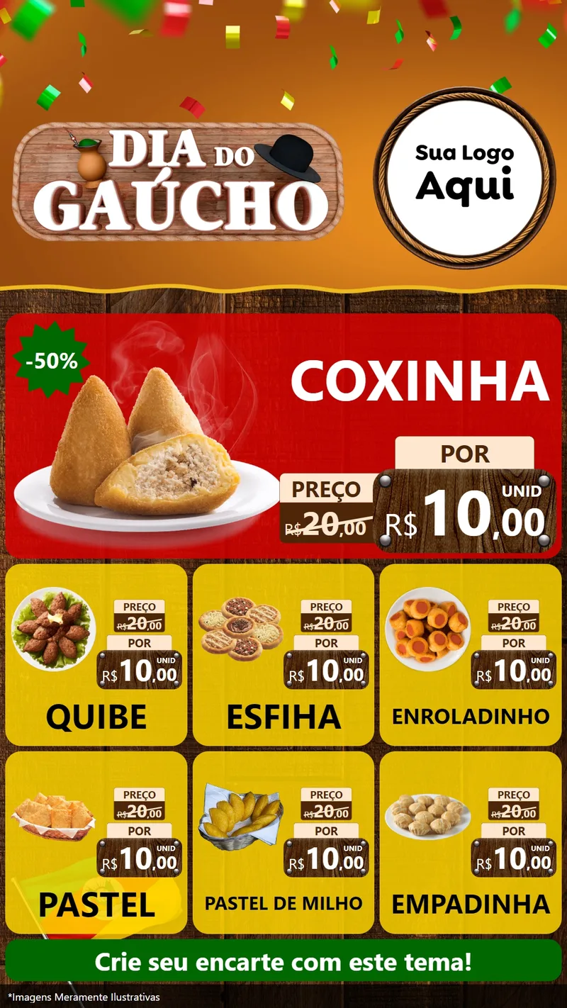 Modelo de Rede Social para Stories com o tema Dia do Gaúcho para Salgadaria