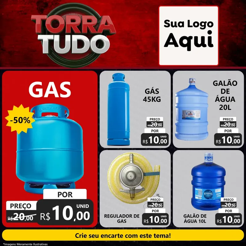 Modelo de Rede Social para Feed Facebook com o tema Torra Tudo para Água e gás