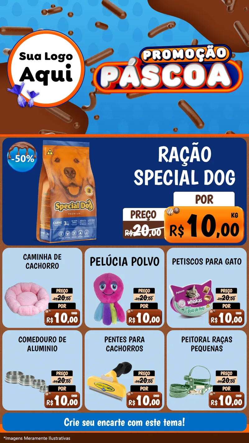 Modelo de Rede Social para Stories com o tema Promoção Páscoa para Pet Shop