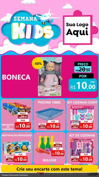 Modelo de Rede Social para Stories com o tema Semana Kids para Brinquedos