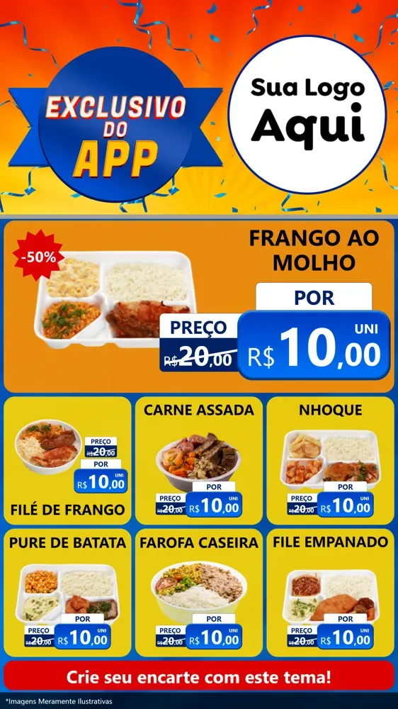 Modelo de Rede Social para Stories com o tema Exclusivo do Aplicativo para Restaurante
