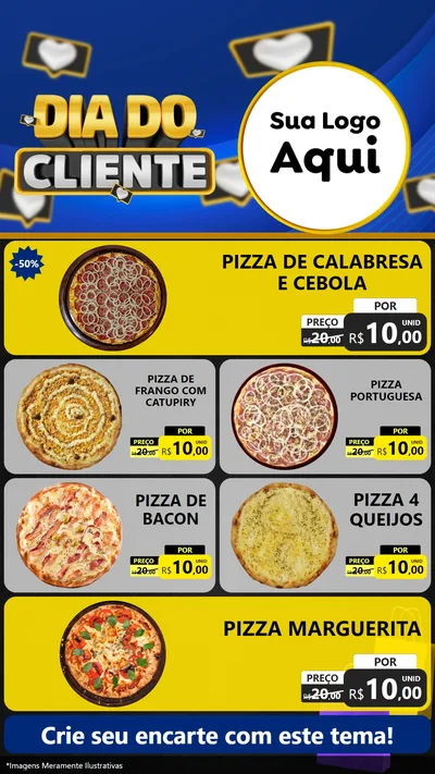 Modelo de TV para TV Vertical com o tema Dia Do Cliente para Pizzaria