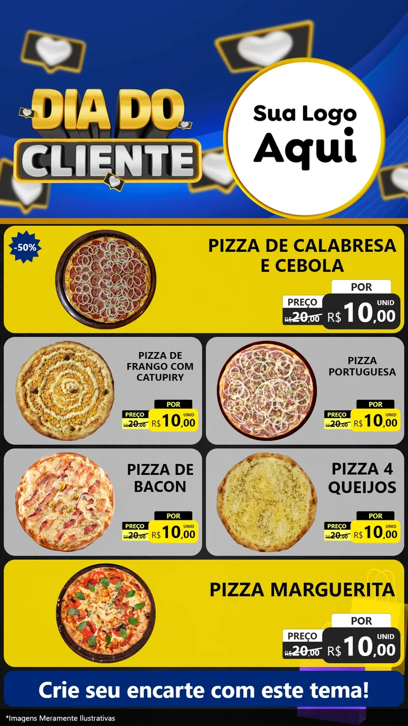 Modelo de TV para TV Vertical com o tema Dia Do Cliente para Pizzaria