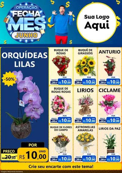 Modelo de Encarte para Encarte A4 Vertical com o tema Operação Fecha Mês, Junho para Floricultura e jardim