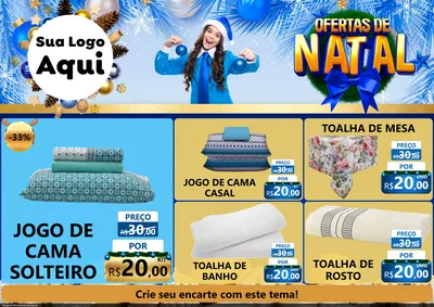 Modelo de Encarte para Encarte A4 Horizontal com o tema Ofertas de Natal para Cama, Mesa e Banho