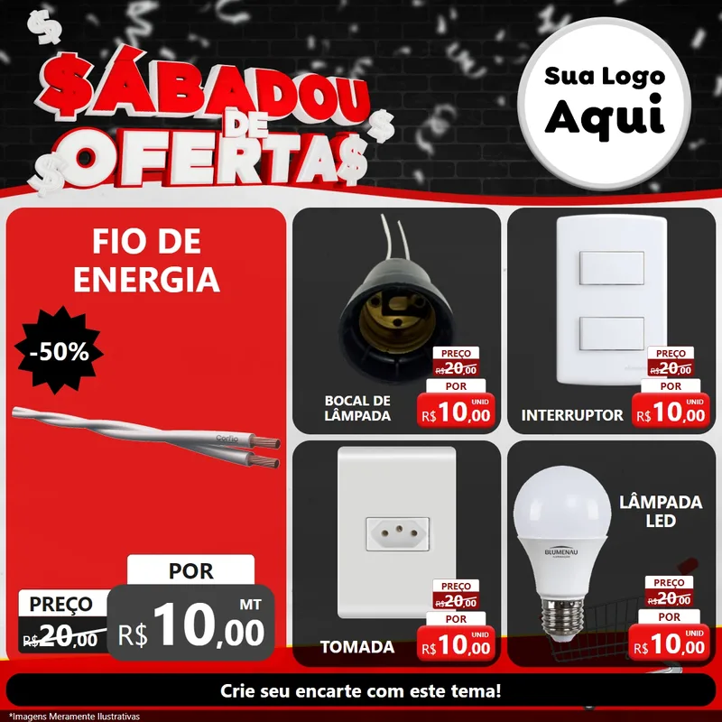 Modelo de Rede Social para Feed Facebook com o tema Sabadou de Ofertas para Materiais Elétricos