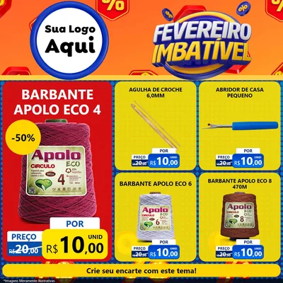 Modelo de Rede Social para Feed Facebook com o tema Fevereiro Imbatível para Armarinho e Aviamentos