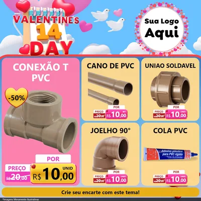 Modelo de Rede Social para Feed Facebook com o tema Valentine's Day para Tubos e conexões
