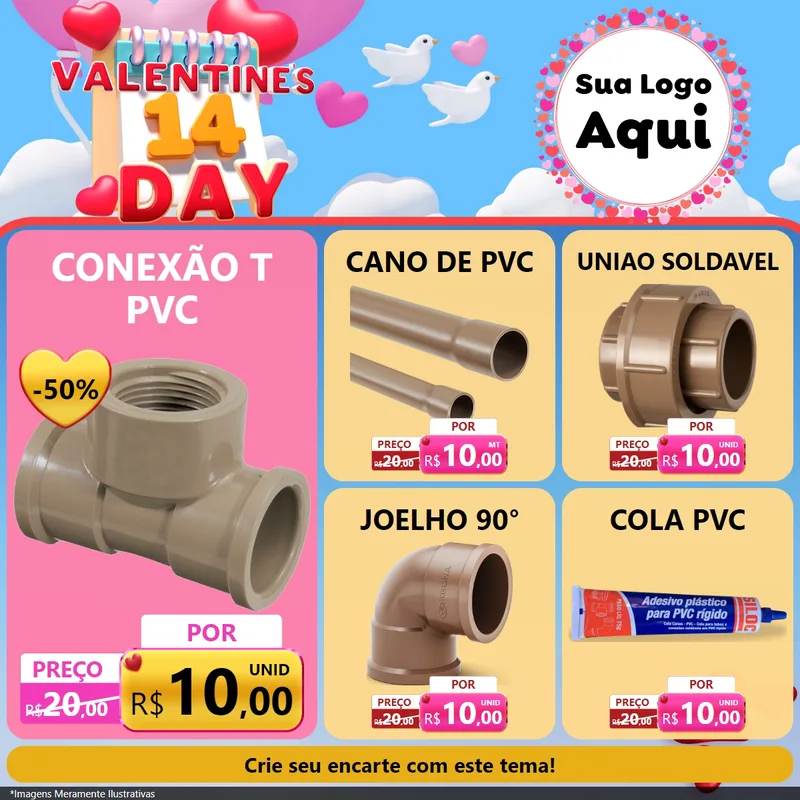 Modelo de Rede Social para Feed Facebook com o tema Valentine's Day para Tubos e conexões