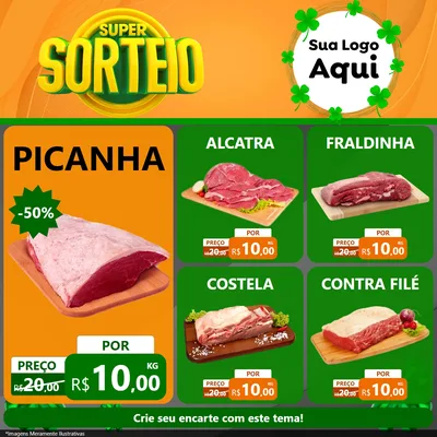 Modelo de Rede Social para Feed Facebook com o tema Super Sorteio para Açougue