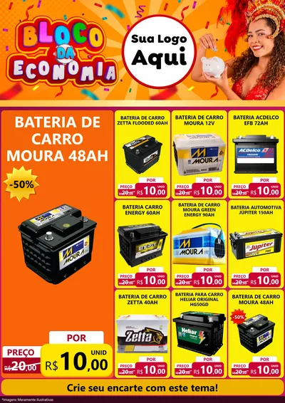 Modelo de Encarte para Encarte A4 Vertical com o tema Bloco da Economia para Baterias Elétricas