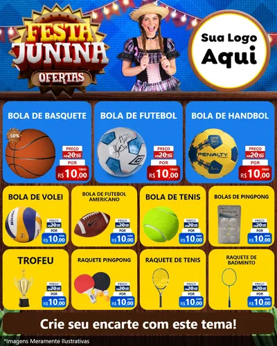 Modelo de Rede Social para Feed Instagram com o tema Festa Junina Ofertas para Artigos Esportivos