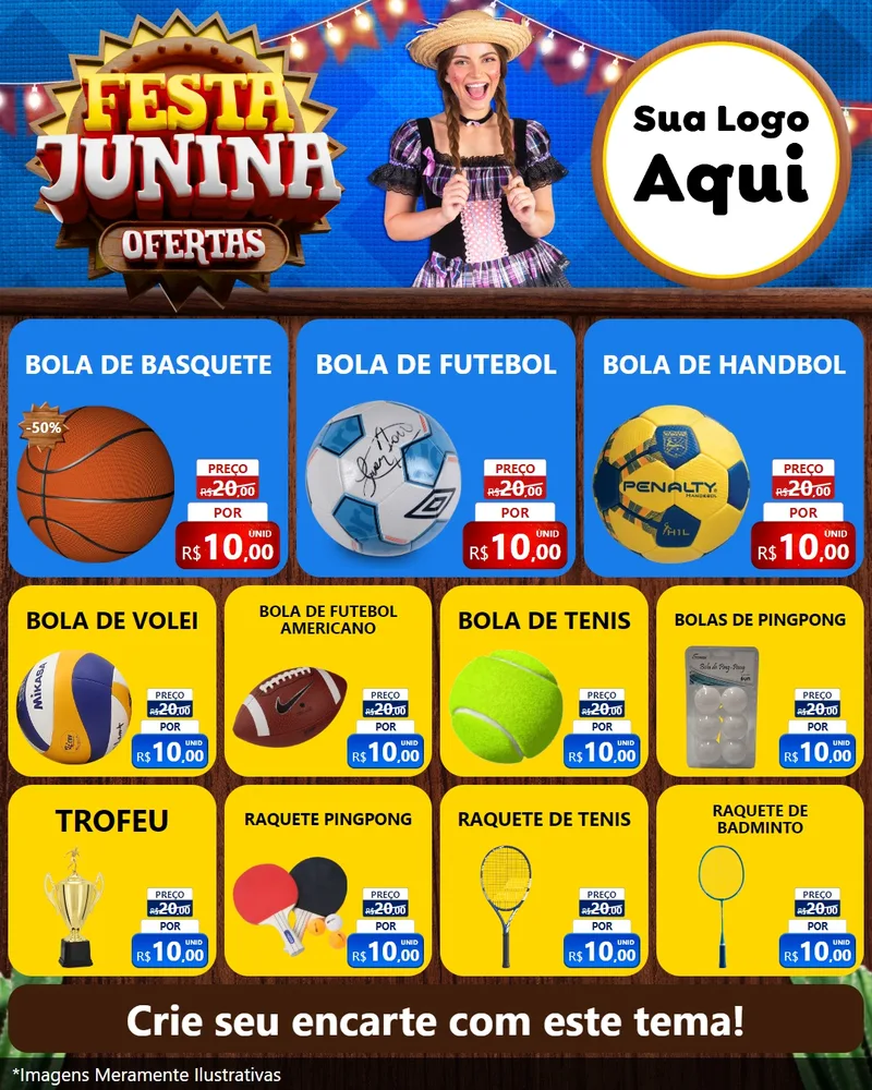 Modelo de Rede Social para Feed Instagram com o tema Festa Junina Ofertas para Artigos Esportivos