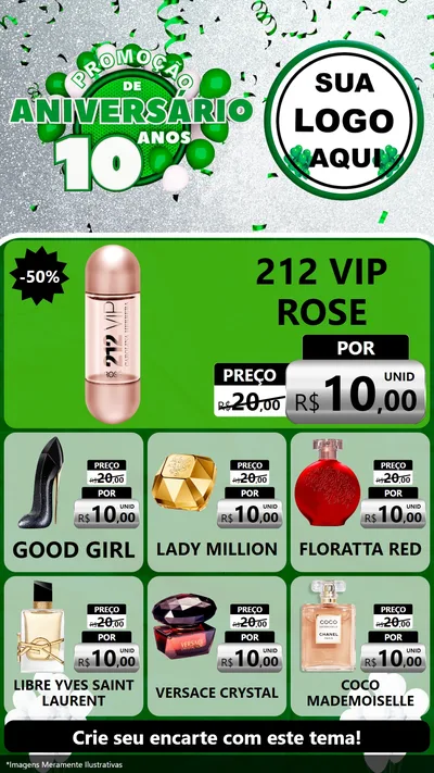 Modelo de Rede Social para Stories com o tema Promoção de Aniversário - 10 Anos para Perfumes