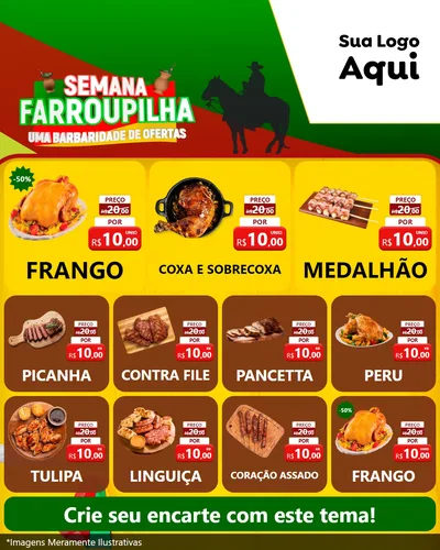 Modelo de Rede Social para Feed Instagram com o tema Semana Farroupilha - Uma Barbaridade de Ofertas para Assados
