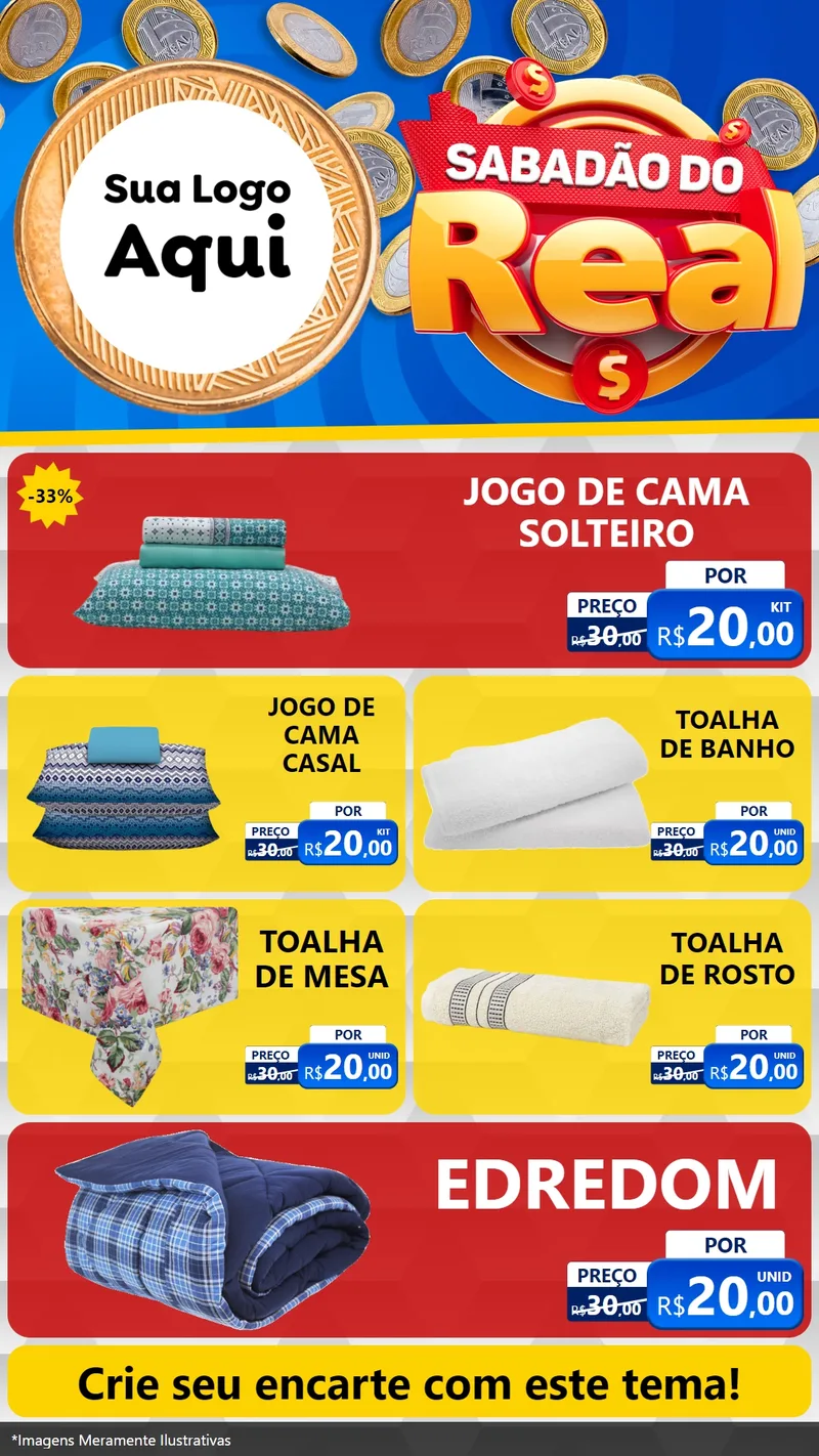 Modelo de TV para TV Vertical com o tema Sabadão do Real para Cama, Mesa e Banho