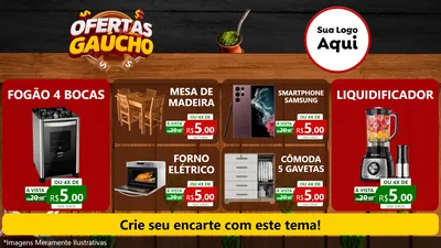 Modelo de TV para TV Horizontal com o tema Ofertas Dia do Gaúcho para Móveis e Eletro