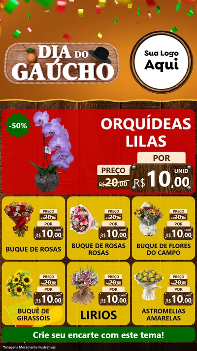 Modelo de Rede Social para Stories com o tema Dia do Gaúcho para Floricultura e jardim