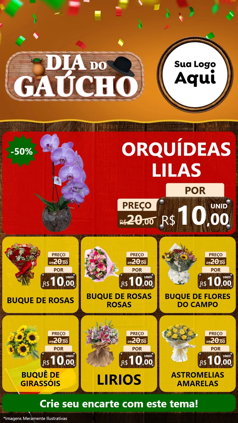 Modelo de Rede Social para Stories com o tema Dia do Gaúcho para Floricultura e jardim