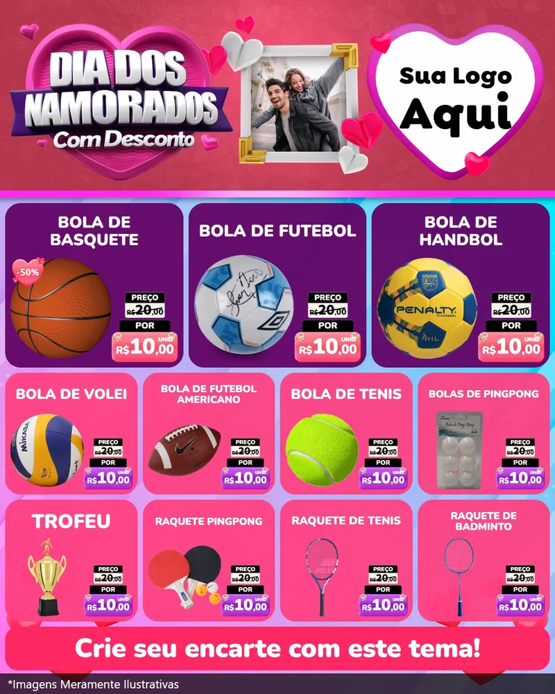 Modelo de Rede Social para Feed Instagram com o tema Dia Dos Namorados Com Desconto para Artigos Esportivos