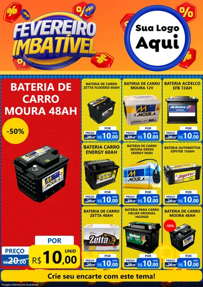 Modelo de Encarte para Encarte A4 Vertical com o tema Fevereiro Imbatível para Baterias Elétricas