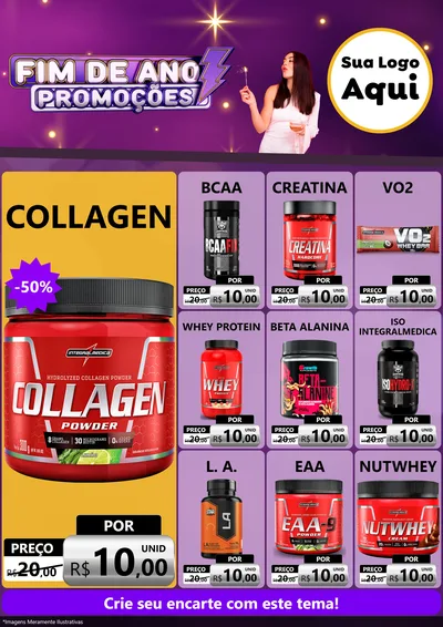 Modelo de Encarte para Encarte A4 Vertical com o tema Fim de Ano Promoções para Suplementos alimentares