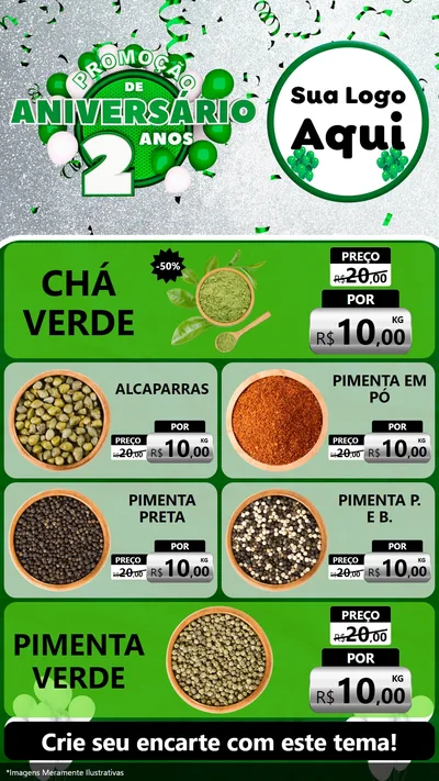Modelo de TV para TV Vertical com o tema Promoção de Aniversário - 2 Anos para Produtos Naturais