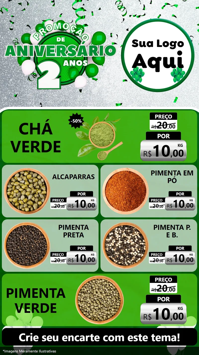 Modelo de TV para TV Vertical com o tema Promoção de Aniversário - 2 Anos para Produtos Naturais