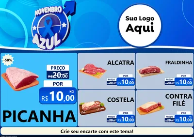 Modelo de Encarte para Encarte A4 Horizontal com o tema Novembro Azul para Açougue