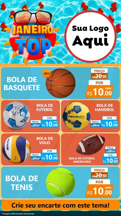 Modelo de TV para TV Vertical com o tema Janeiro Top para Artigos Esportivos