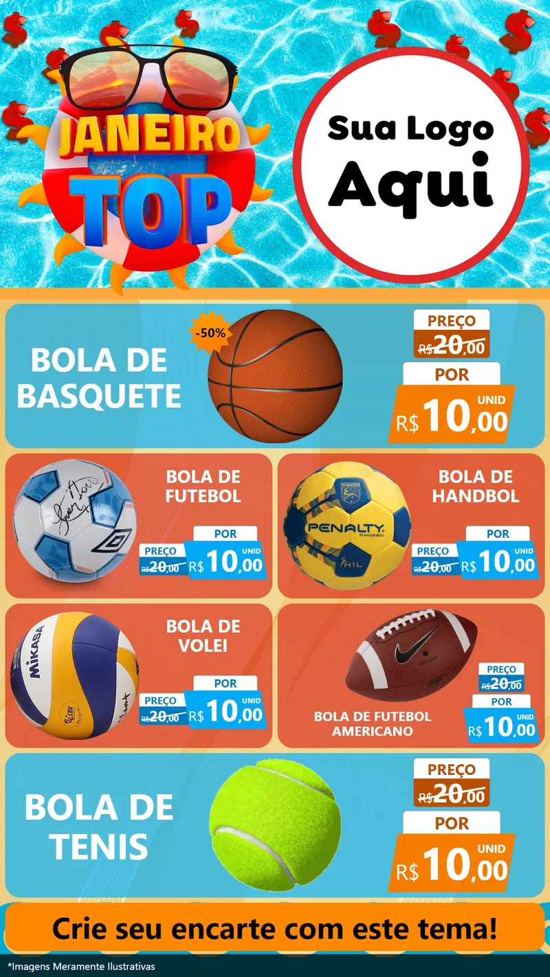 Modelo de TV para TV Vertical com o tema Janeiro Top para Artigos Esportivos