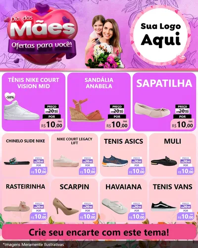 Modelo de Rede Social para Feed Instagram com o tema Dia das Mães Ofertas para Você! para Calçados