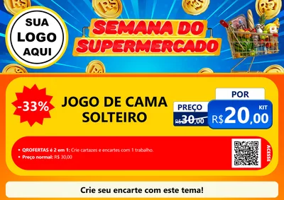 Modelo de Cartaz para Cartaz A4 Horizontal com o tema Semana do Supermercado para Cama, Mesa e Banho