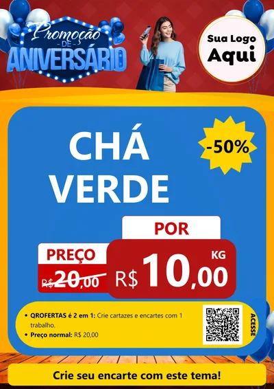 Modelo de Cartaz para Cartaz A4 Vertical com o tema Promoção de Aniversário para Produtos Naturais