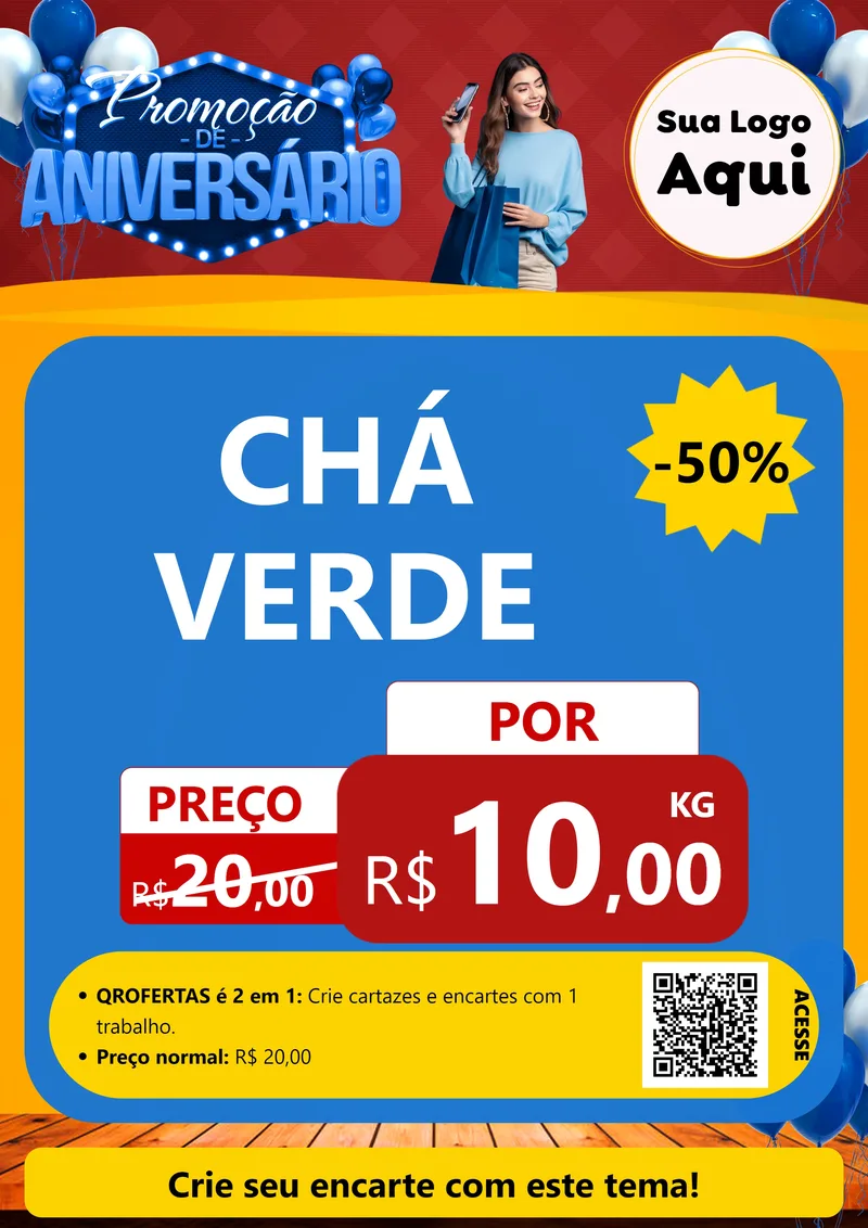 Modelo de Cartaz para Cartaz A4 Vertical com o tema Promoção de Aniversário para Produtos Naturais