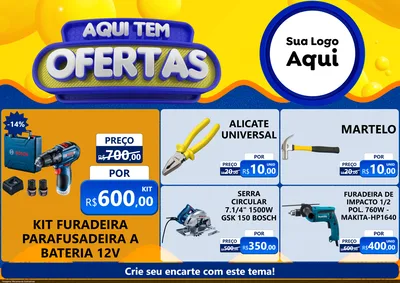 Modelo de Encarte para Encarte A4 Horizontal com o tema Aqui Tem Ofertas para Maquinas e Ferramentas