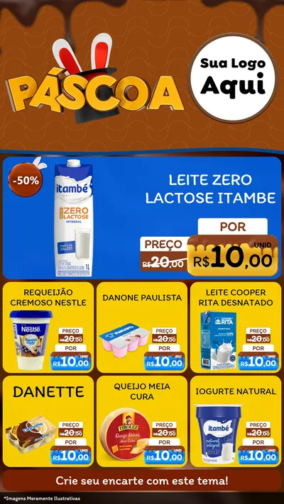 Modelo de Rede Social para Stories com o tema Páscoa para Frios e Laticínios