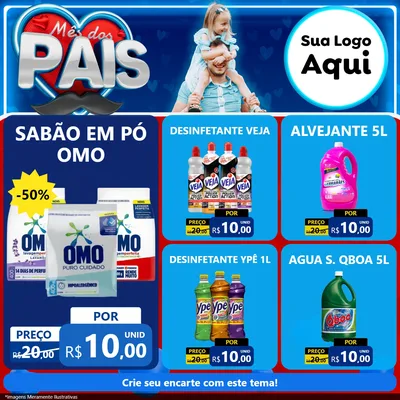 Modelo de Rede Social para Feed Facebook com o tema Mês Dos Pais para Produtos de Limpeza