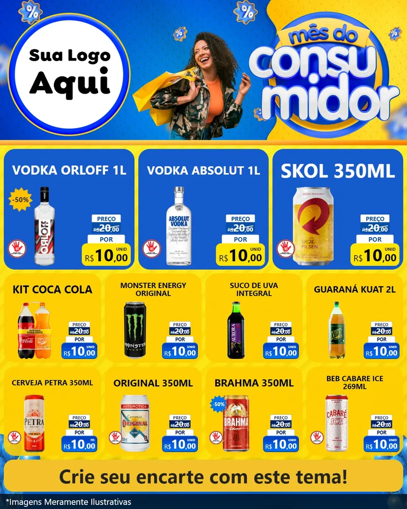 Modelo de Rede Social para Feed Instagram com o tema Mês do Consumidor para Distribuidora de bebidas