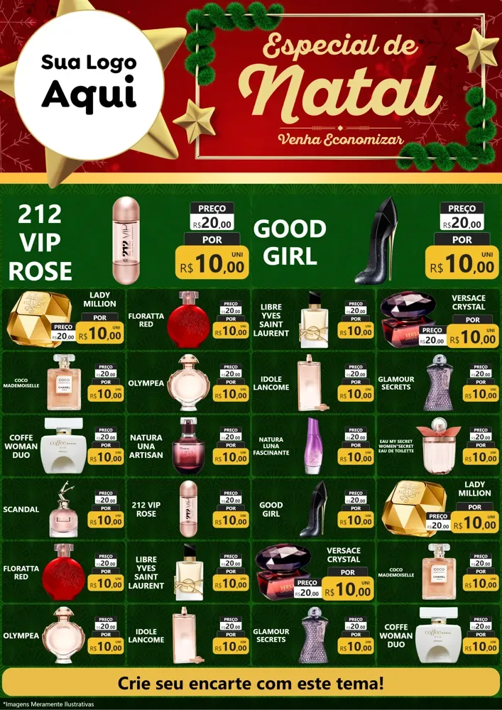 Modelo de Encarte para Encarte A4 Vertical com o tema Especial de Natal para Perfumes