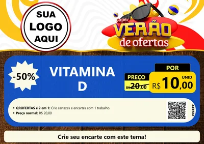 Modelo de Cartaz para Cartaz A4 Horizontal com o tema Super Verão de Ofertas para Farmácia