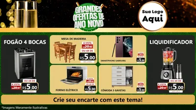 Modelo de TV para TV Horizontal com o tema Grandes Ofertas de Ano Novo para Móveis e Eletro