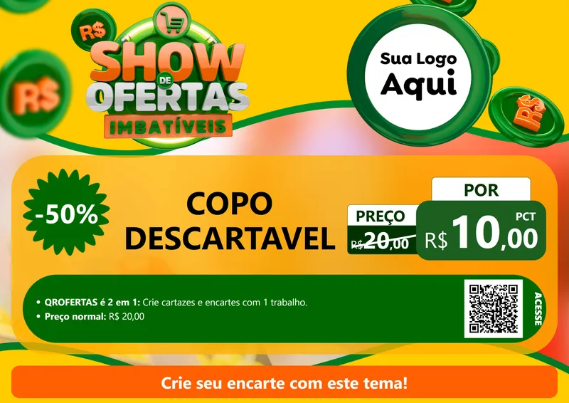 Modelo de Cartaz para Cartaz A4 Horizontal com o tema Show de Ofertas Imbatíveis para Embalagens