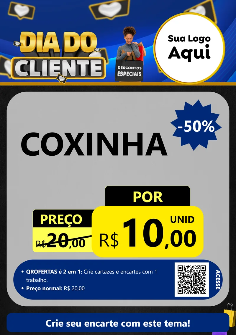 Modelo de Cartaz para Cartaz A4 Vertical com o tema Dia Do Cliente para Salgadaria